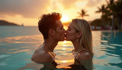 Man and woman share a tender kiss
