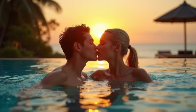 Romantic couple in pool