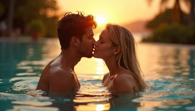 Young couple kiss urgently